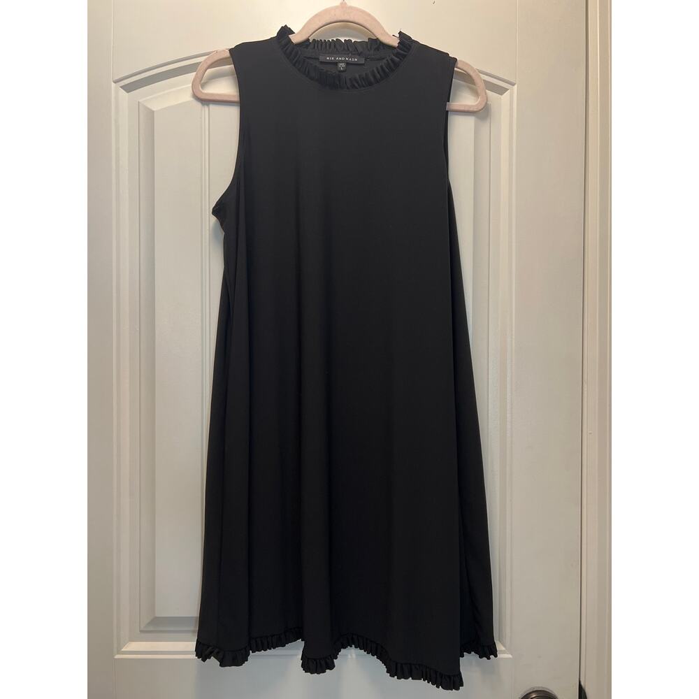 Nik and Nash Women’s Stretch Sleeveless Ruffle Cocktail Casual Dress Sz L Black